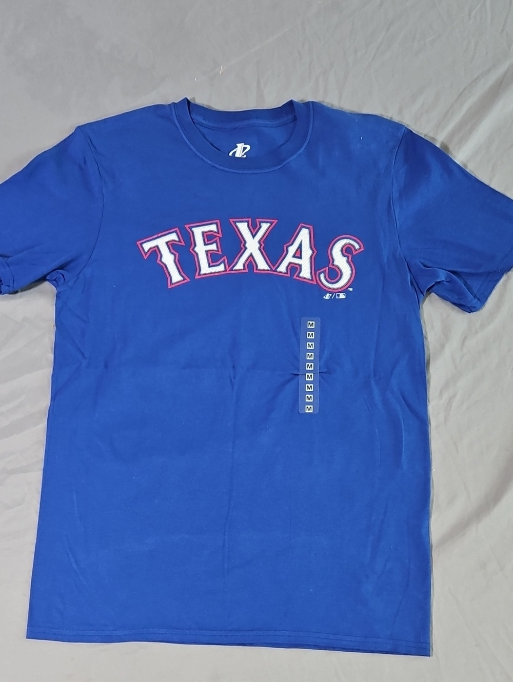 Logo Athletic Blue Texas Graphic Tee with Pink-Outlined Letters